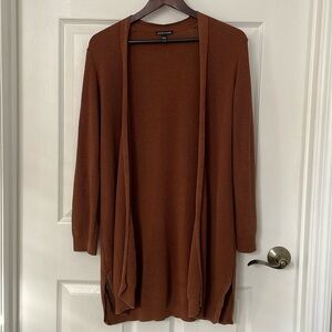 Eileen Fisher women’s brown knit open cardigan with pockets